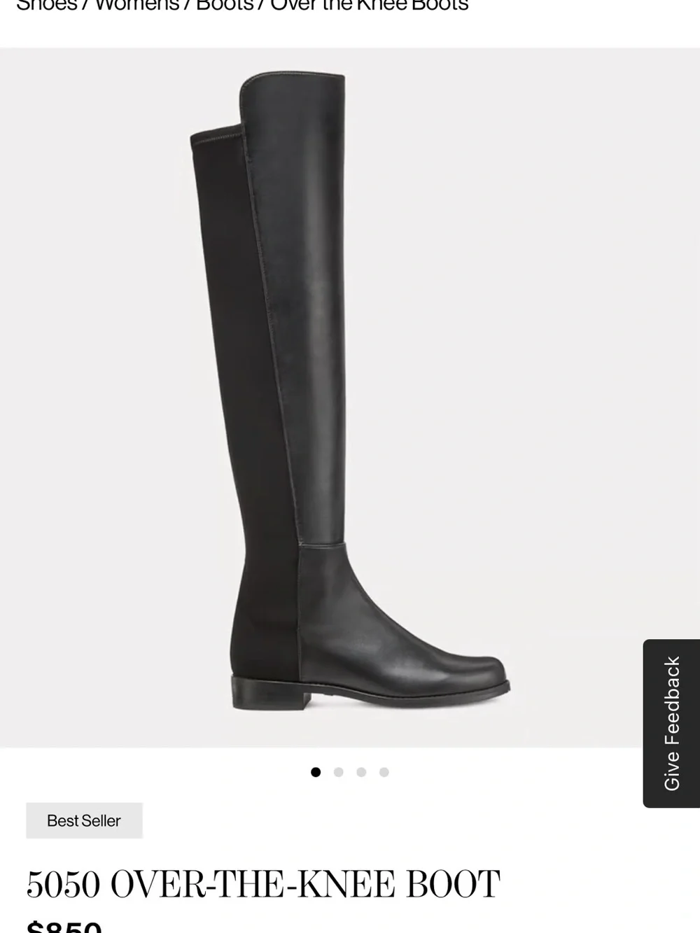 Stuart Weitzman Black Over-the-Knee Stretch Leather Boots